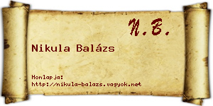 Nikula Balázs névjegykártya
